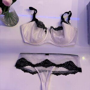 Victoria's Secret Dream Angels Wicked Lace Unlined Balconette Bra White Black